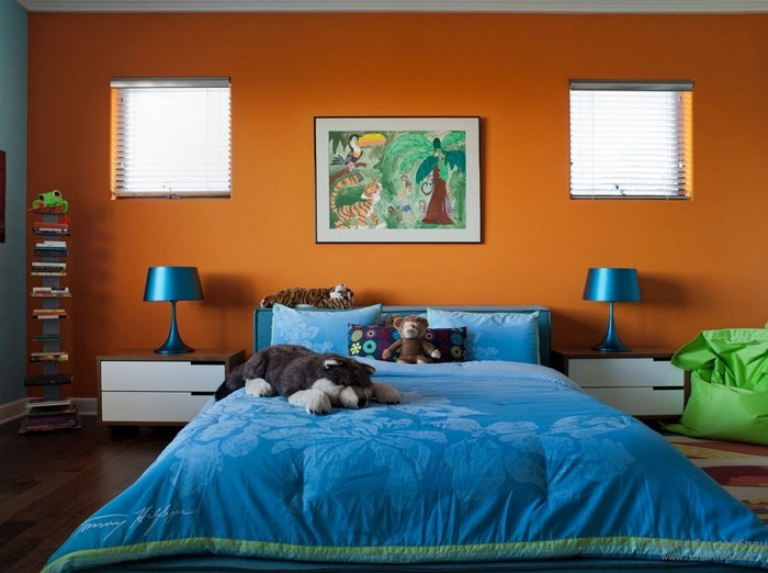 Сочетание синего и оранжевого в интерьере – дизайн, нюансы, фото